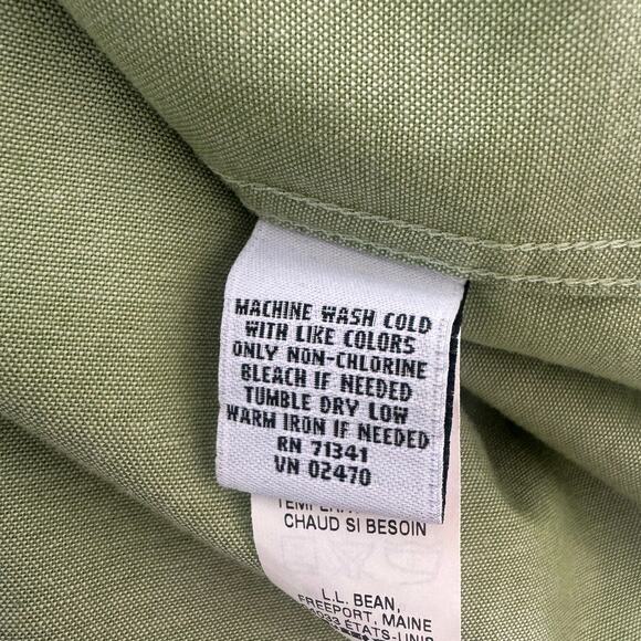 L.L. Bean Trim Fit Large Tall Green Button Front Mens Shirt 100% Cotton - Picture 7 of 9